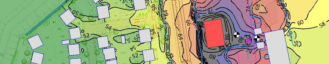 Noise modelling contour map of a recycling plant bordering onto a residential area